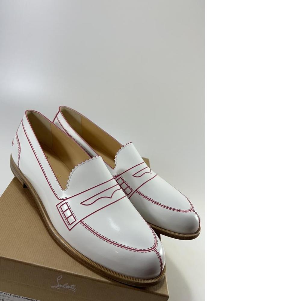 Mocalaureat Flat White Accent Trim Penny Shoes Flats Loafers E193